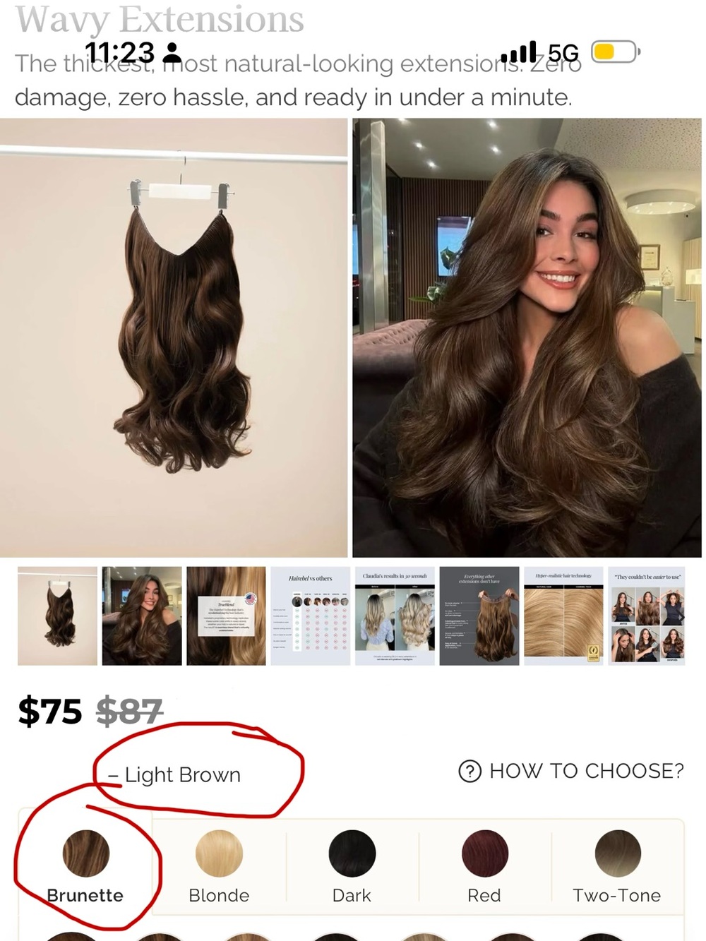 Brunette Light Brown Wavy Clip free Hair Extensions — Natural Brunette